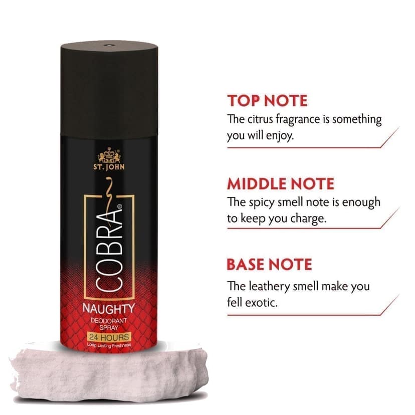 ST.JOHN Cobra Deodorant Naughty Long Lasting Perfumed Body Spray | Long Lasting Deodorant Spray For Men & Women - 150 ML view 2
