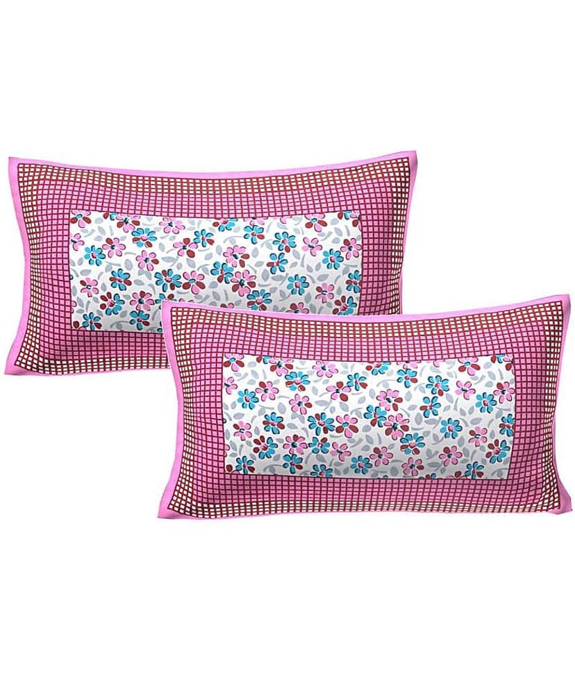 AJ Home Pack of 2 Cotton Pink Pillow Cover (17 X 27 Inch)