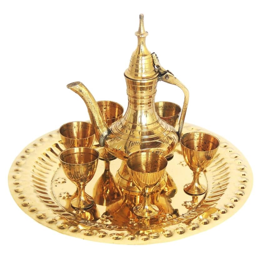 Brass Miniature Wine Set Toy | Vintage Collectible Kids Playing Set, Height : 4.4 Inch (ZMAS247 A) view 2