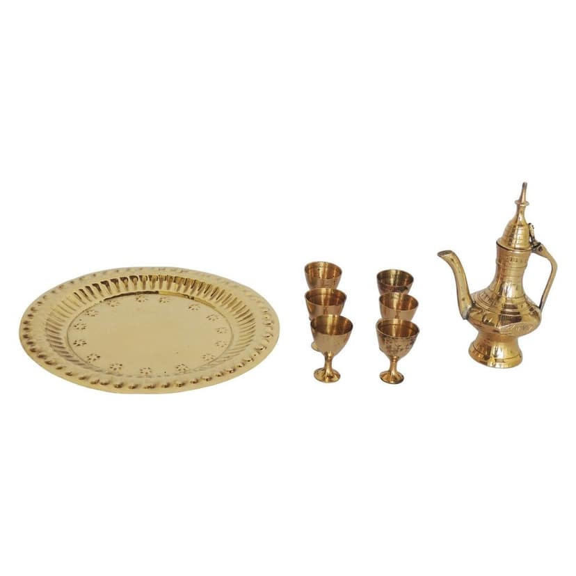Brass Miniature Wine Set Toy | Vintage Collectible Kids Playing Set, Height : 4.4 Inch (ZMAS247 A) view 3