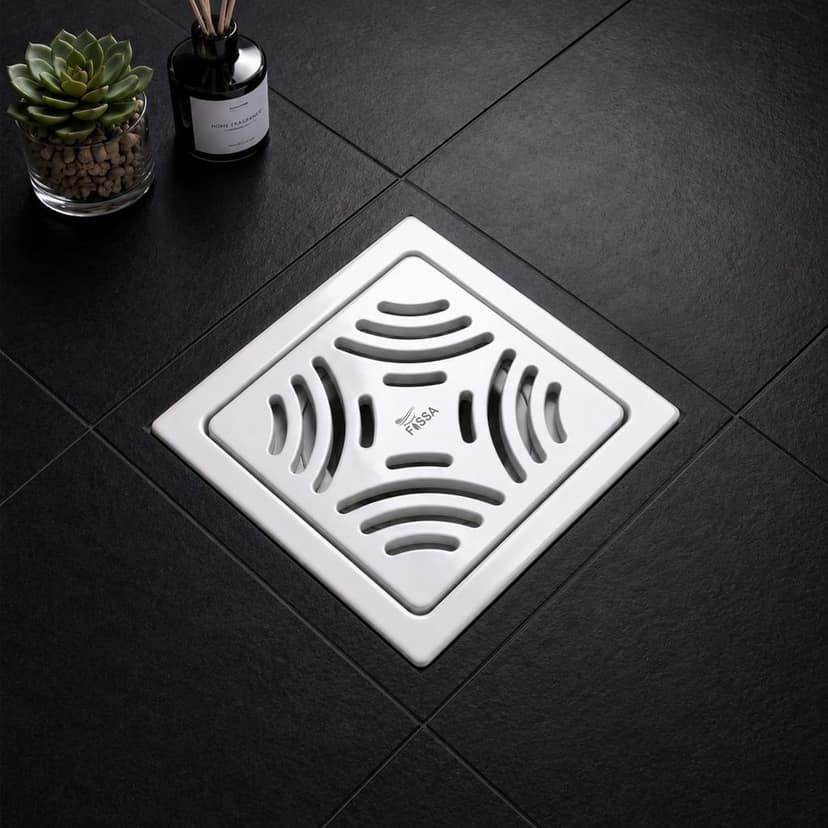 Arrow (6x6 Inch) Ceramic with Melamine Floor Drain with Cockroach Trap White (RW-218)