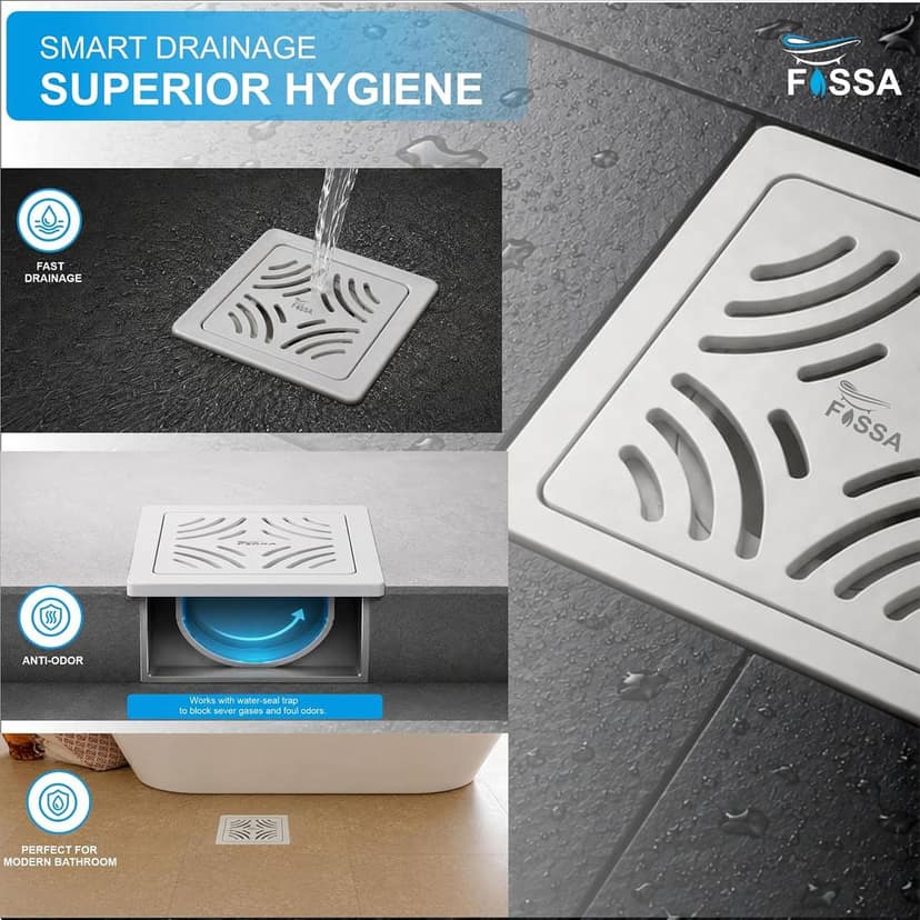 Arrow (6x6 Inch) Ceramic with Melamine Floor Drain with Cockroach Trap White (RW-218) view 6