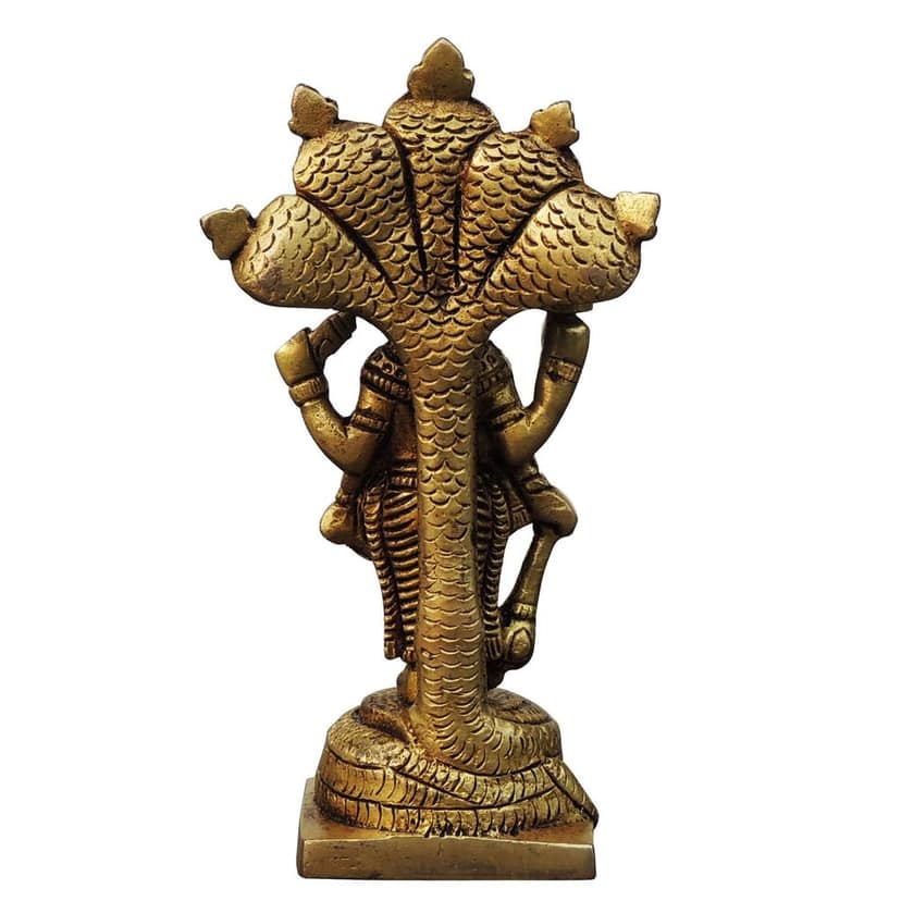 Brass Vishnu God Idol Statue - Traditional Hindu Home Decor, Height : 5 Inch (BSMAS1759 C) view 3