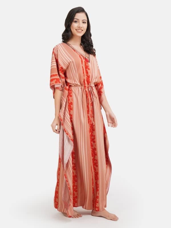 KOI SLEEPWEAR Stripped Rayon Kaftan Nightgown view 3