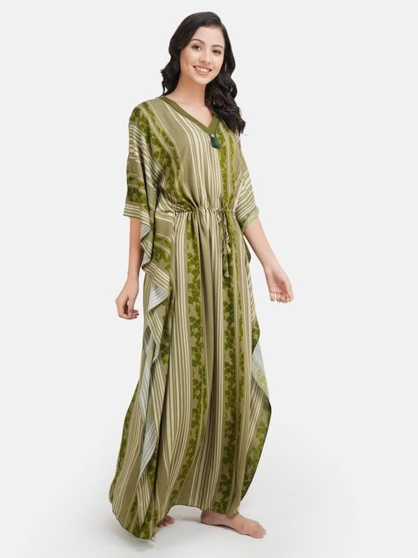 KOI SLEEPWEAR Stripped Rayon Kaftan Nightgown view 8
