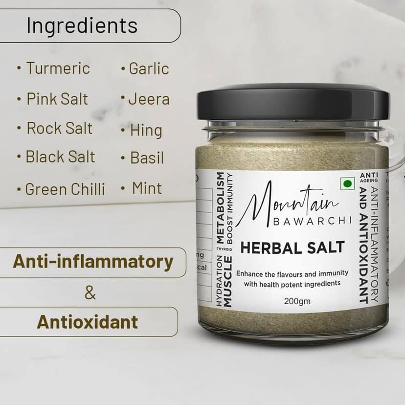 Mountain Bawarchi Healthy & Mineral Rich Flavoured Salt For Savory Flavor Like Salad,Barbecue Salt Flavored Salt