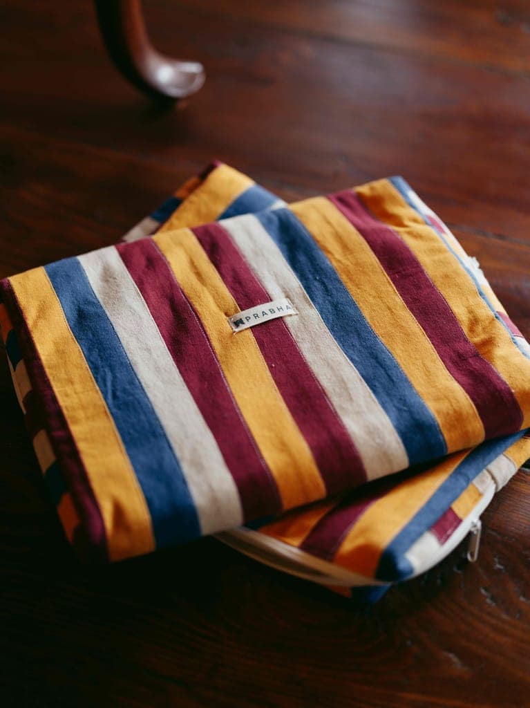 PRABHA Striped Cotton Laptop Sleeve - Multi-Color (13-inch) view 3