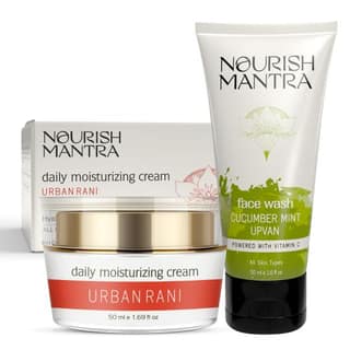 Cucumber Mint Upavan Face Wash (50ml) & Urban Rani Daily Moisturizing Cream (50ml)/Face Wash-Vitamin C Cucumber & Niacinamide/Face Cream-Hyaluronic Acid Niacinamide & Sea Buckthorn/All Skin