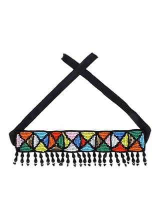 Cardinal Multicolor Beads Geometric Design Weaving Choker Necklace Set