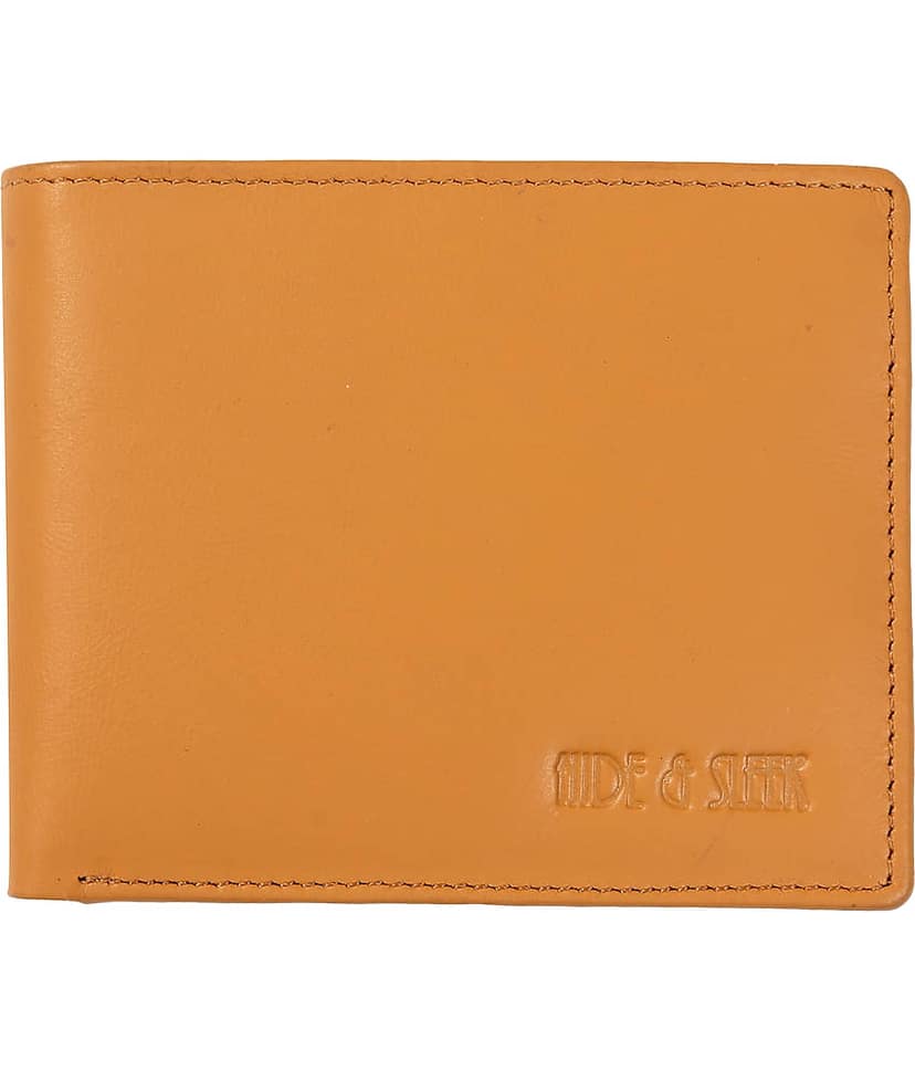 Hide&Sleek Yellow Leather Men's RFID Wallet,Anti-theft Wallet,Two Fold Wallet ( Pack of 1 )