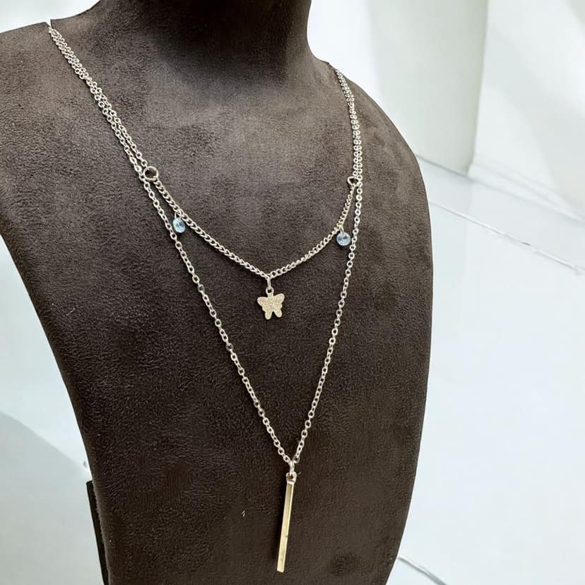 Double Line Chain Necklace - Minimalist Chic- By AMIT CHAUHAN AND SONS view 2