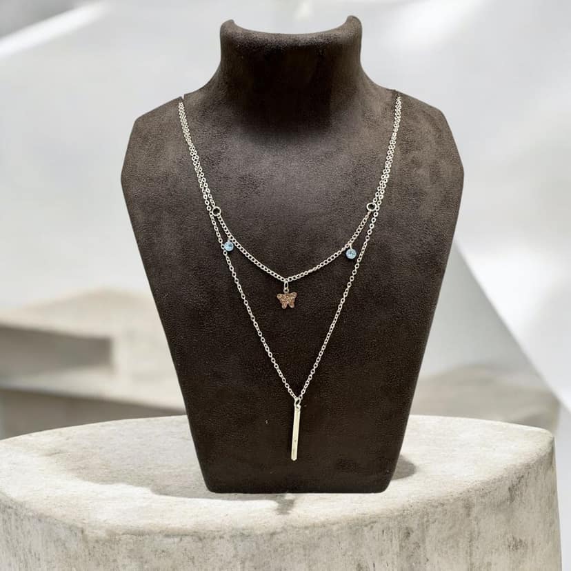 Double Line Chain Necklace - Minimalist Chic- By AMIT CHAUHAN AND SONS view 3