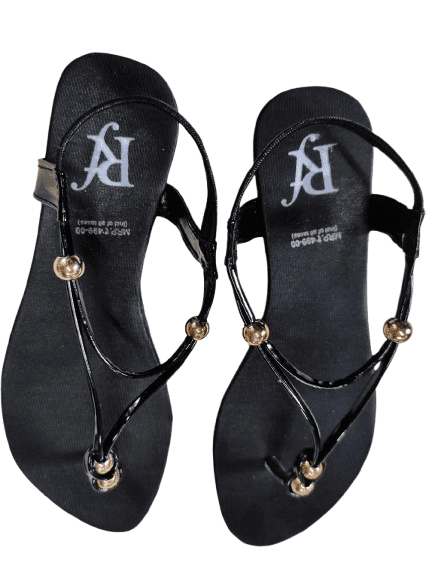 Black Beaded Strap Sandals