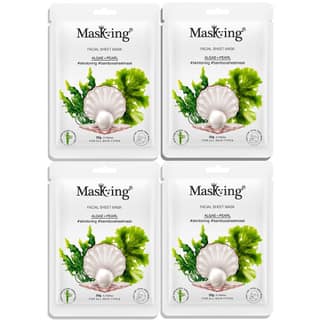 MasKing Bamboo Facial Sheet Mask of Algae & Pearl for Skin Toning Ideal for Women & Men, 20ml each (Pack of 4)