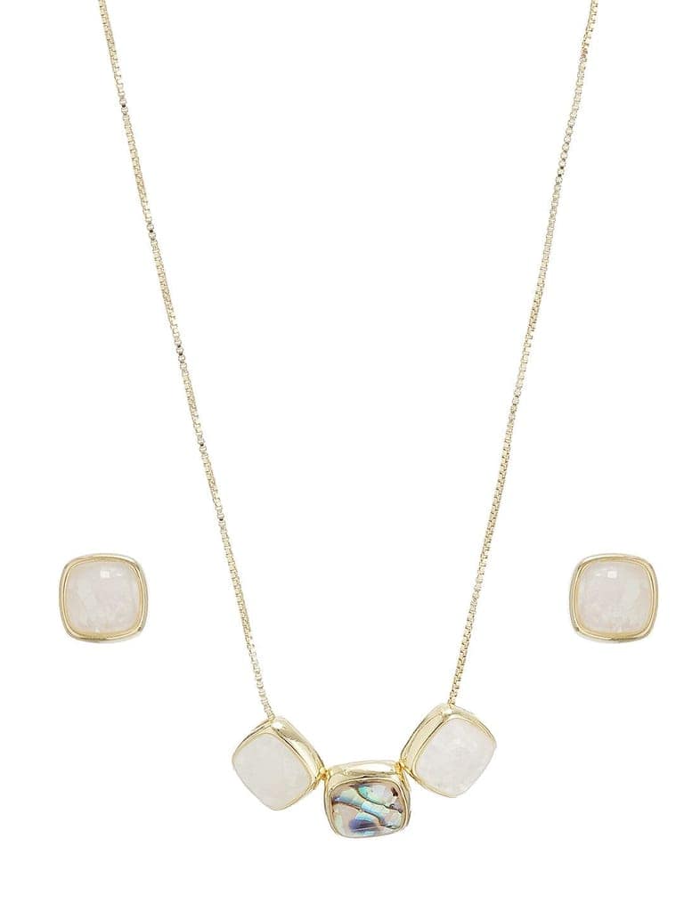 Elegant Square Stone Pendant Necklace & Earrings Set view 8
