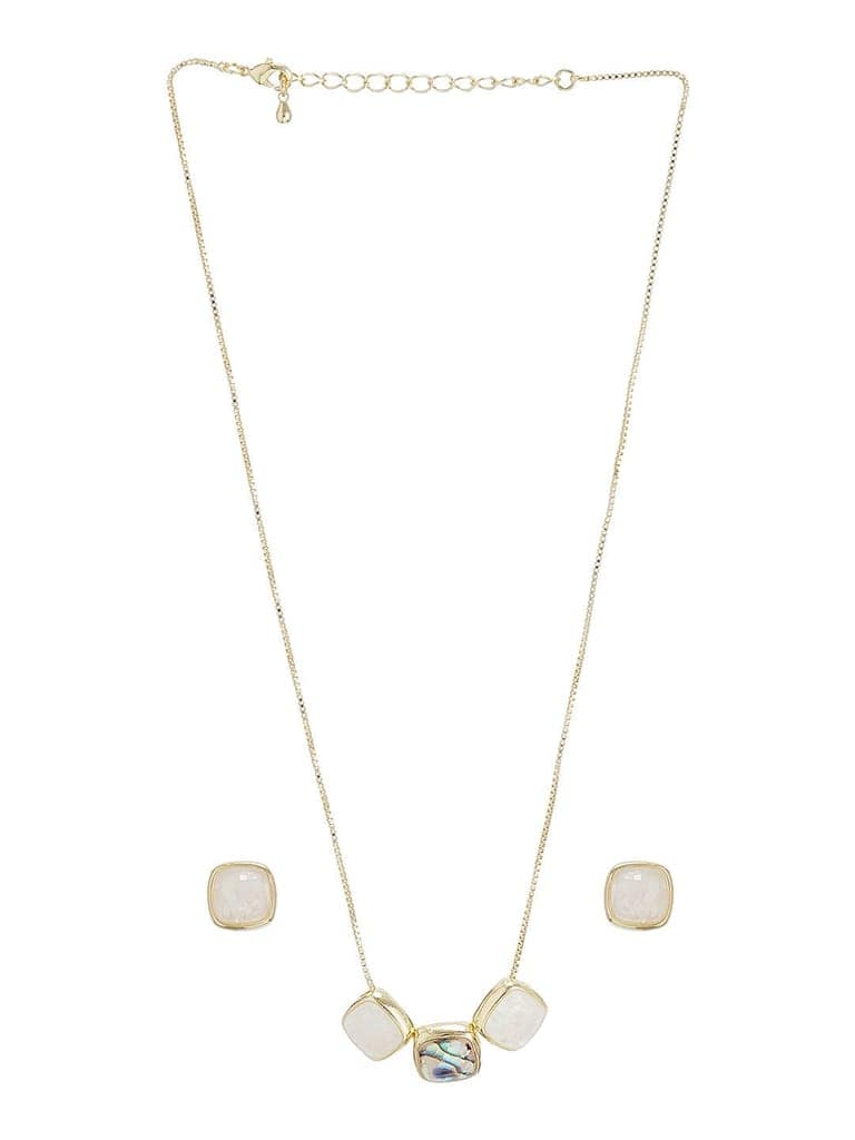 Elegant Square Stone Pendant Necklace & Earrings Set view 9
