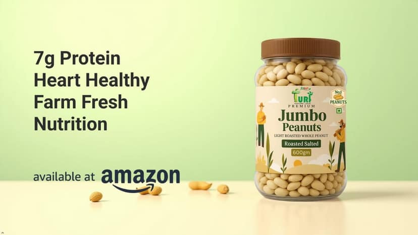 TURF FRESH - Jumbo Roasted Salted Peanuts | Bharuch Gujarat Special Mungfali Dana Namkeen | Grade A Premium Peanut Seeds Without Skin | Healthy Snack & Chakna view 7