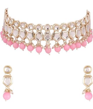 Divisha - Pink Alloy Necklace Set ( Pack of 1 )