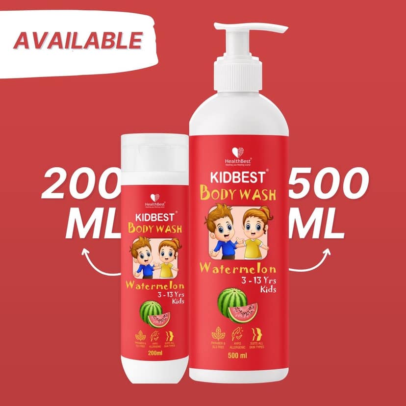 HealthBest Kids Body Wash - 200ml Tear Free Top to Toe Shower Gel for Baby with Aloe Vera, Shea Butter & Lavender Oil, Hydrating & Nourishing Cleanser for Soft & Smooth Skin, Tear, Paraben and SLS-Free view 10