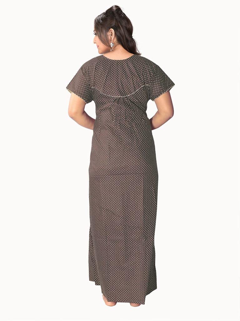 VALENCIA SLEEPWEAR Women Printed Pure Cotton Nighty Night Gown Maxi l/XL Off-White view 3