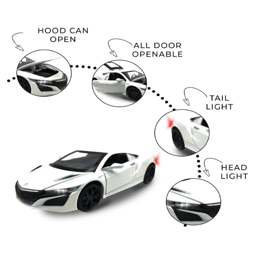 KTRS ENTERPRISE 1:32 Scale NSX Acura with Openable Doors with Sound and Light and Pull Back Action Best Gift Your Children Pack of 1 Pcs