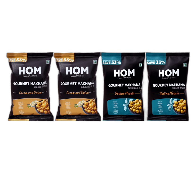 Gourmet Makhana (Pack of 4) with Flavours of 2 Pudina Masala and 2 Cream & Onion. - 56 gm view 2