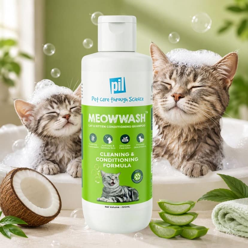 MEOWWASH Cat & Kitten Conditioning Shampoo | Hydrating & Deodorizing Paraben Free | Reduces Tangles & Matting | Aloe Vera & Coconut Oil Formula | Improves Coat Shine & Softness | 200ml view 3
