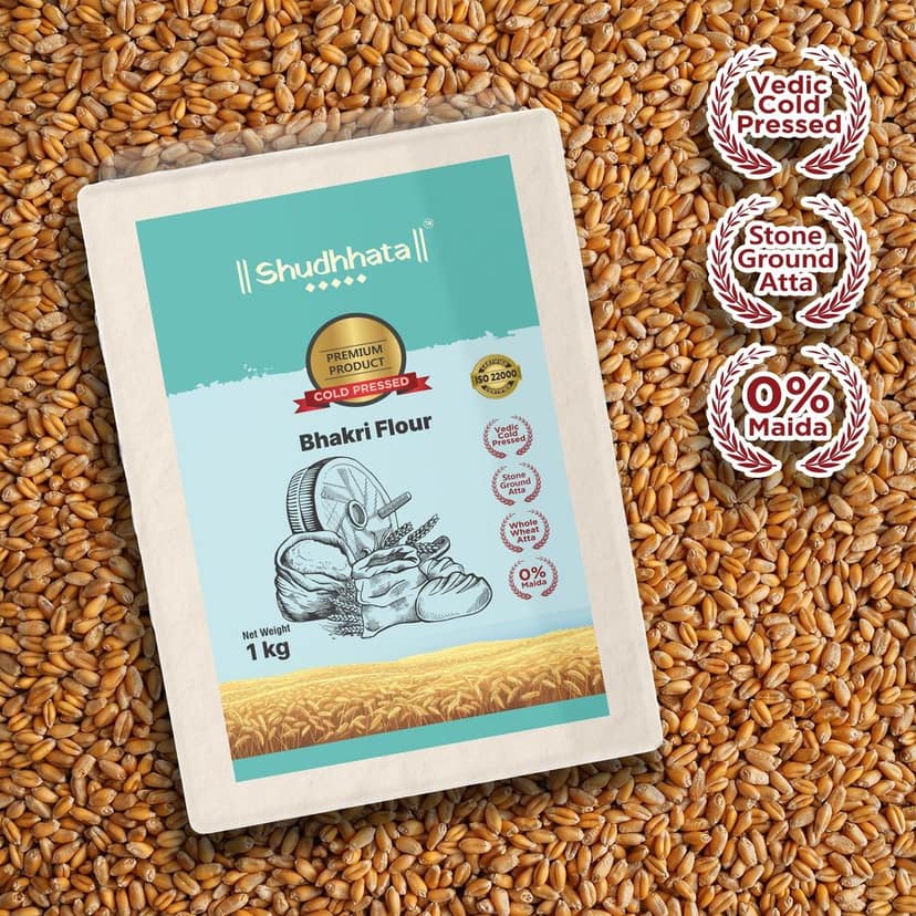 Shudhaata Premium Bhakri Atta (1kg) - Nutritious Wheat Flour from India's Fields view 3