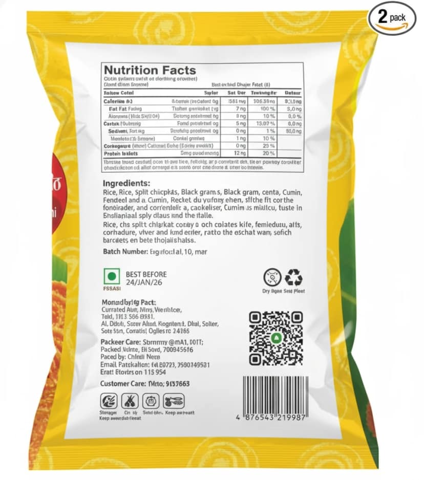 Ruchira Chakali Bhajani 500 Gram Pack of 2 Traditional Indian Snack Mix view 2