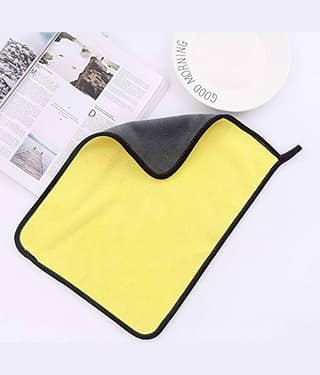 INGENS Microfiber Cloth for Car Cleaning and Detailing, Dual Sided, Extra Thick Plush Microfiber Towel Lint-Free(Pack of 1), Yellow 650 GSM, 40cm x 40cm …