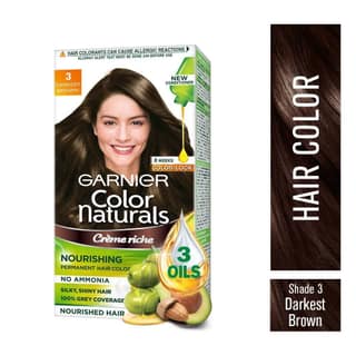 Garnier Color Naturals Nourishing Permanent Hair Color - 3 Darkest Brown, 35 ml + 30 gm