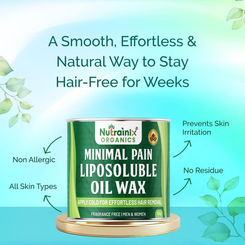 Nutrainix Organics Minimal Pain Liposoluble Oil Wax - No-Heat Required - Apply Cold For Effortless Hair Removal- 150g view 4