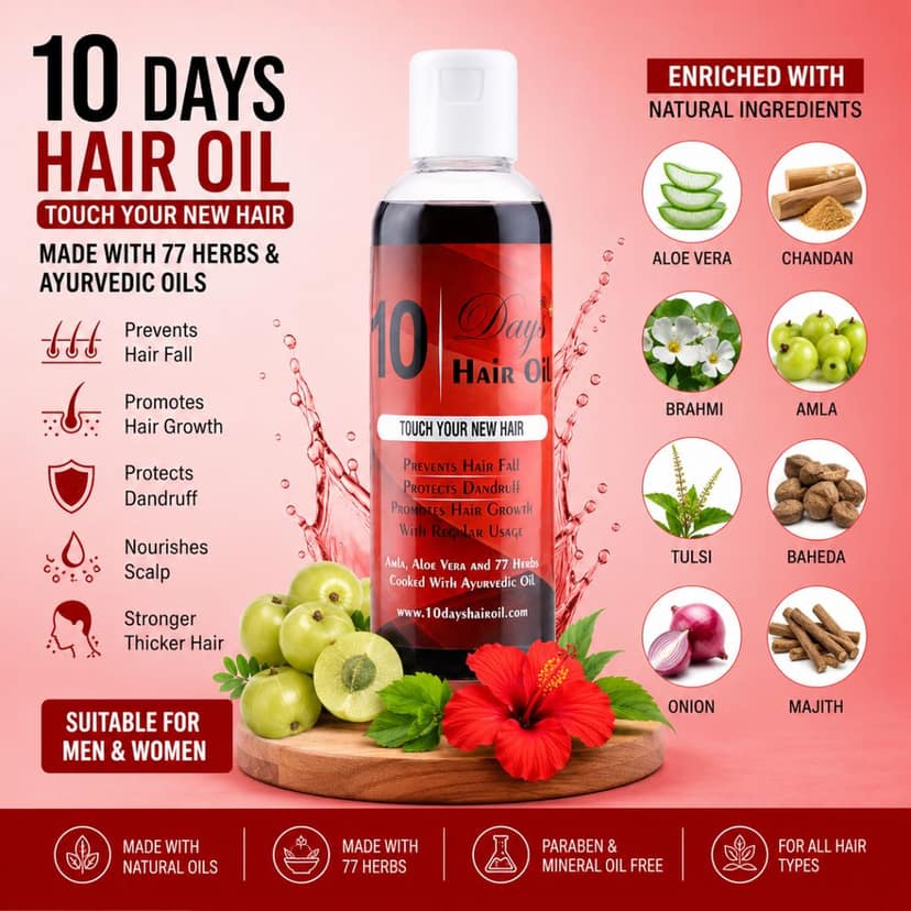 Ayurvedic Hair Growth Oil Enriched with 76 Rare Herbs 100ml Pack of 1 | Advanced Hair Fall Control & Hair Regrowth Oil for Women & Men view 3