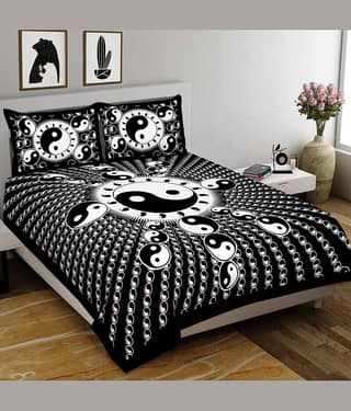 CLOTHORO Cotton 1 Double King Bedsheet with 2 Pillow Covers ( Black )
