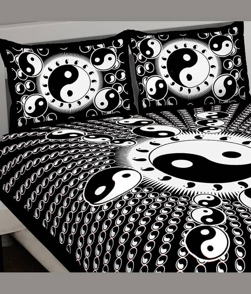 CLOTHORO Cotton 1 Double King Bedsheet with 2 Pillow Covers ( Black ) view 2