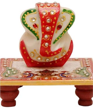 Santacart textured Marble Ganesha Idol x cms