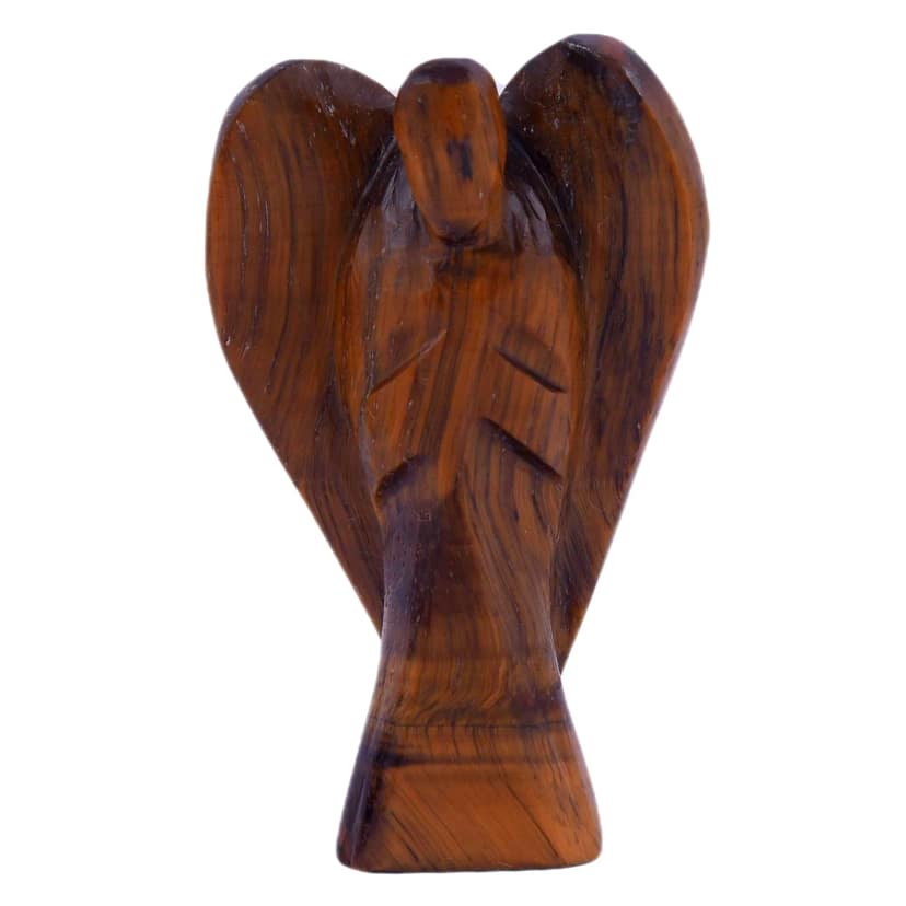 Tiger Eye Angel | Handcarved Statues Figurines Stone of Good Luck - Reiki, Healing Crystal for Physical, Emotional & Spiritual Imbalance | Positive Vibes Energy(KI_59) by Krishna Impex