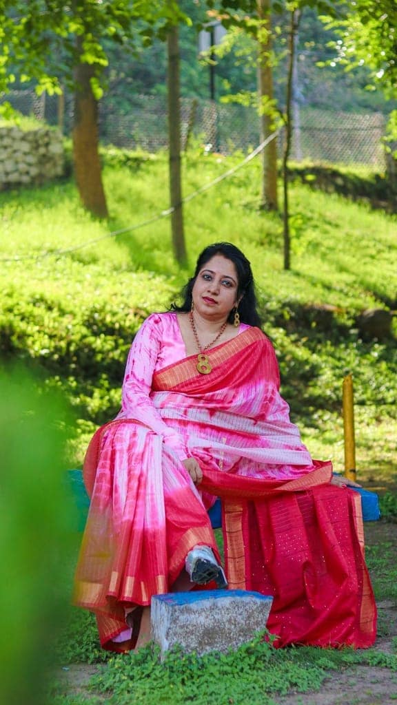 Kota Silk Saree Pink Color with Sequence Pallu and running blouse-1849 view 3