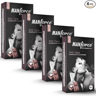 Manforce 3 in 1 (Ribbed Contour Dotted) Wild Black Grapes Flavored Condoms 10 Pcs x Pack of 4