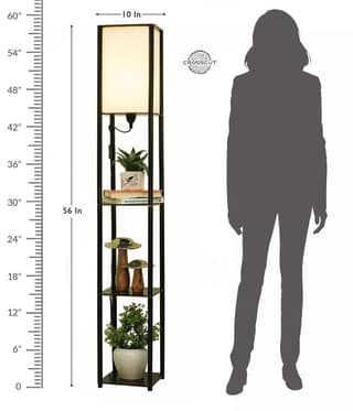 Furniture Tower Floor Lamp with Shelf (Cotton White). Diwali Decorative Item