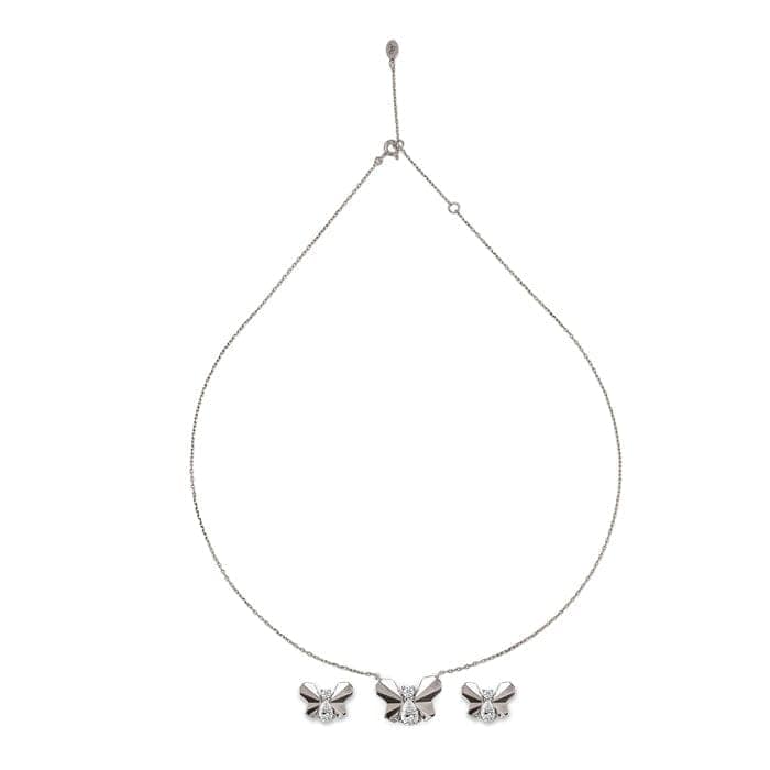 Silver Social Butterfly Pendant Set view 4
