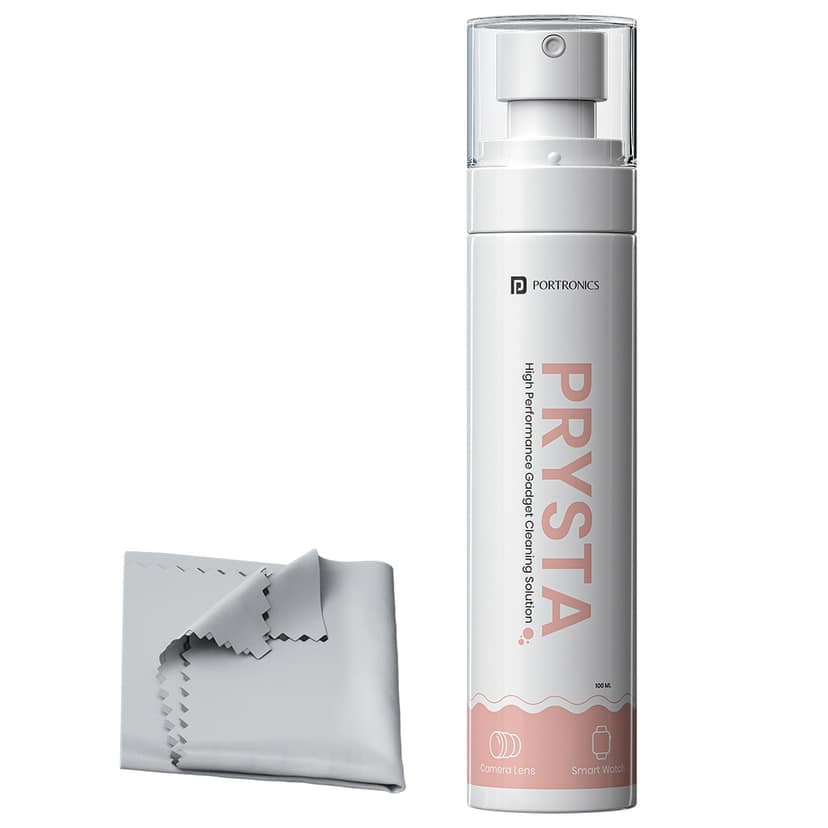 Portronics Prysta Micro Fiber Cloth, Easy Spray Application, Multi-Surface Use, Antibacterial cleaning solution