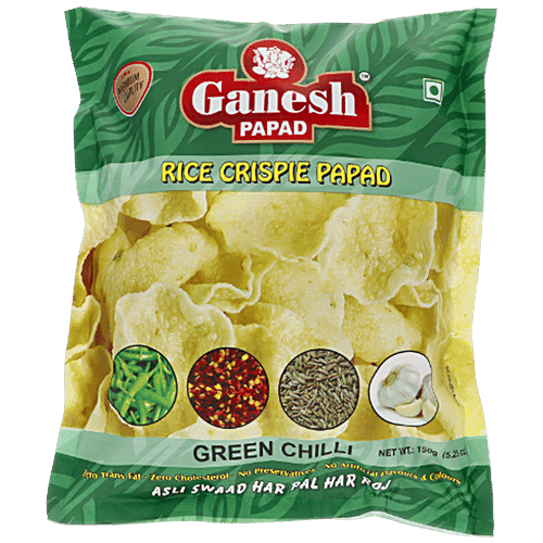 Ganesh Papad Papad - Green Chilly, Rice Crispy, 150 g
