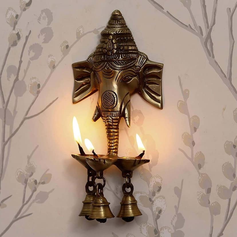 Brass Showpiece Wall Haning Ganesh Ji With Bell (BSMAS822 A) view 2