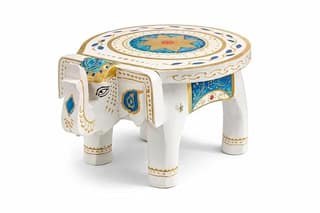 KONDAPALLI STRONG WOODEN WHITE ELEPHANT TABLE/STOOL/SIDE DECORE