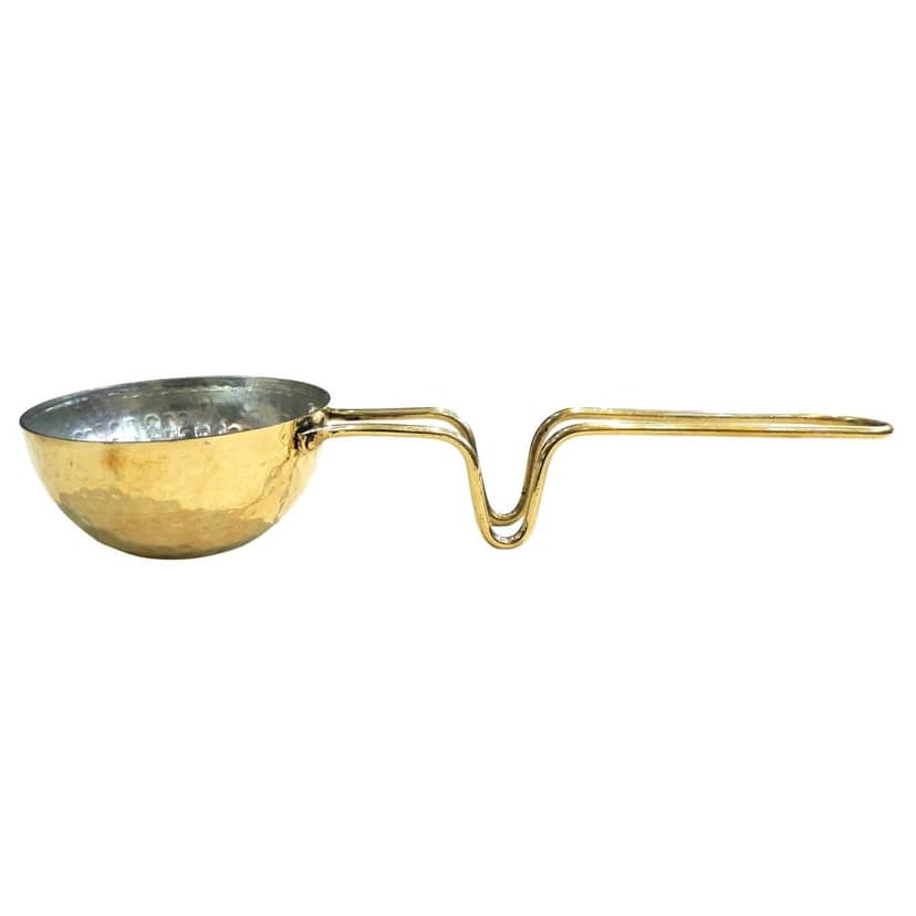 Pure Brass Tadka Pan | Handmade Small Brass Tempering Pan for Dal, Curry & Traditional Indian Seasoning (BCMAS203 C) view 3