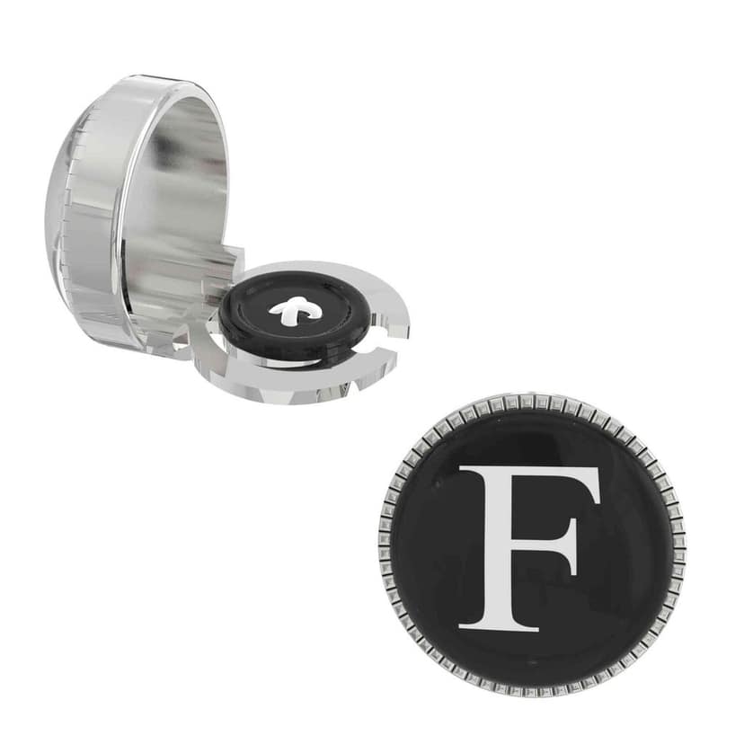 The Smart Buttons - Shirt Button Cover Cufflinks for Men - Personalized Initials - F