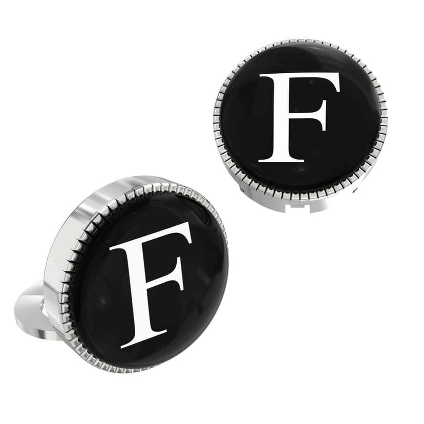 The Smart Buttons - Shirt Button Cover Cufflinks for Men - Personalized Initials - F view 2