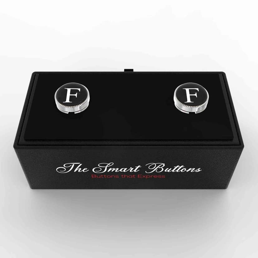 The Smart Buttons - Shirt Button Cover Cufflinks for Men - Personalized Initials - F view 3