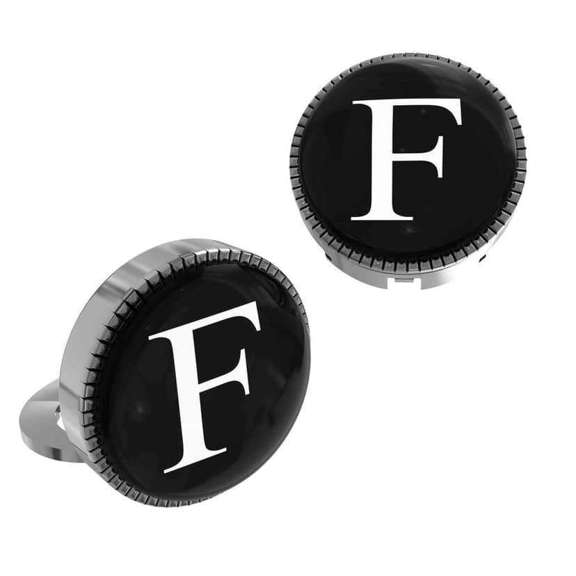 The Smart Buttons - Shirt Button Cover Cufflinks for Men - Personalized Initials - F view 8